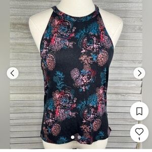 Mudd Halter Top, Size XL, Black Boho Print, NWT